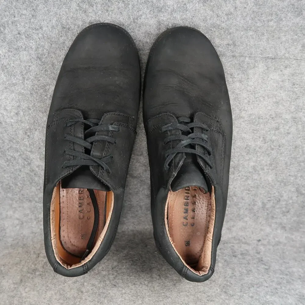 Cambridge Classics Shoe Men 9.5 Derby Oxford Noble Black Leather Classic Lace Up